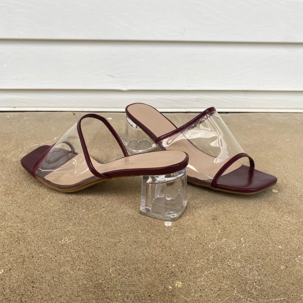 Olivia + Kate Maroon Clear Heels